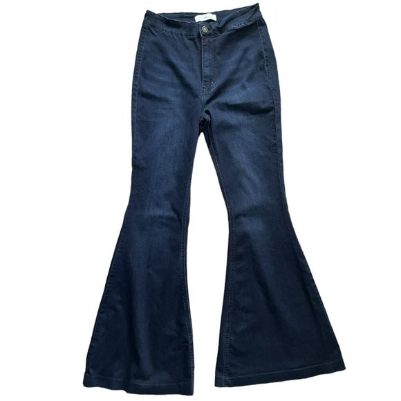 KanCaaan Denim - CanKan Denim blue wide tulip flare stretchy jeans pockets high rise Women 11/29